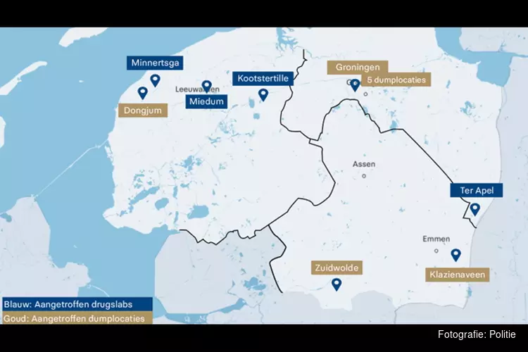 Daling in drugslabs in Noord-Nederland in eerste half jaar 2021, dumplocaties blijven gelijk